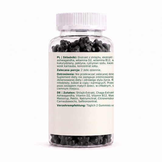 Dobry Rytm Shilajit + Chaga + Ashwagandha z witaminami D2 i B12 - 60 żelków