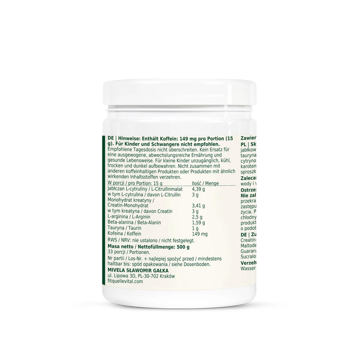 Dobry Rytm Pre-Workout Tropical z kofeiną - 500 g