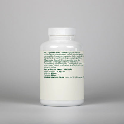 Dobry Rytm Spirulina + Chlorella z wapniem i choliną - 120 kapsułek