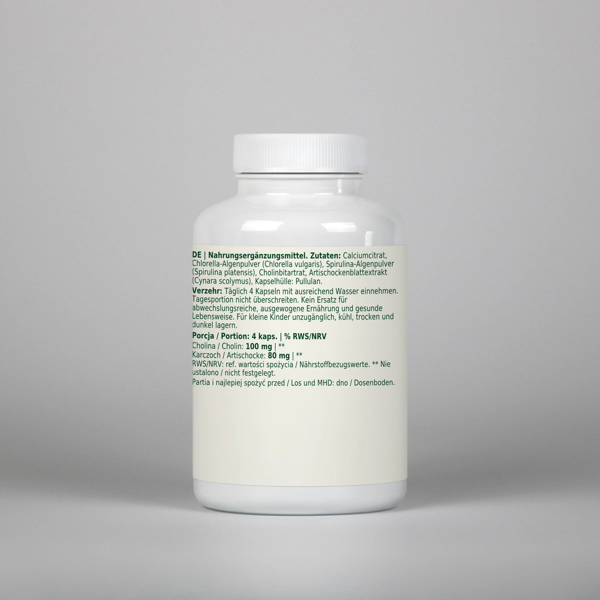 Dobry Rytm Spirulina + Chlorella z wapniem i choliną - 120 kapsułek