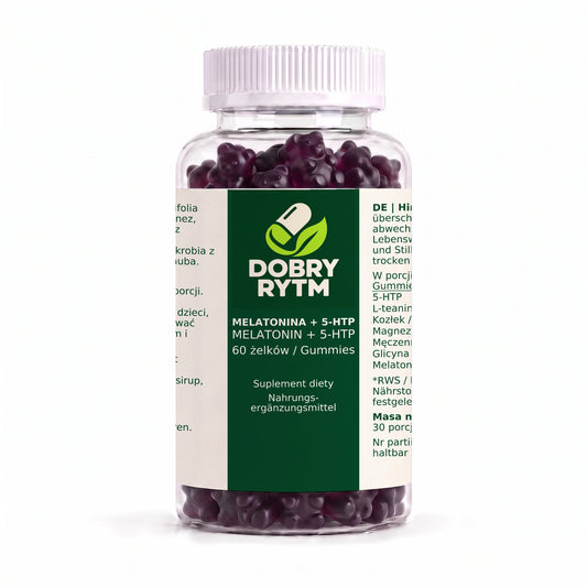 Dobry Rytm Melatonina 0,8 mg + 5-HTP i składniki roślinne - 60 żelków