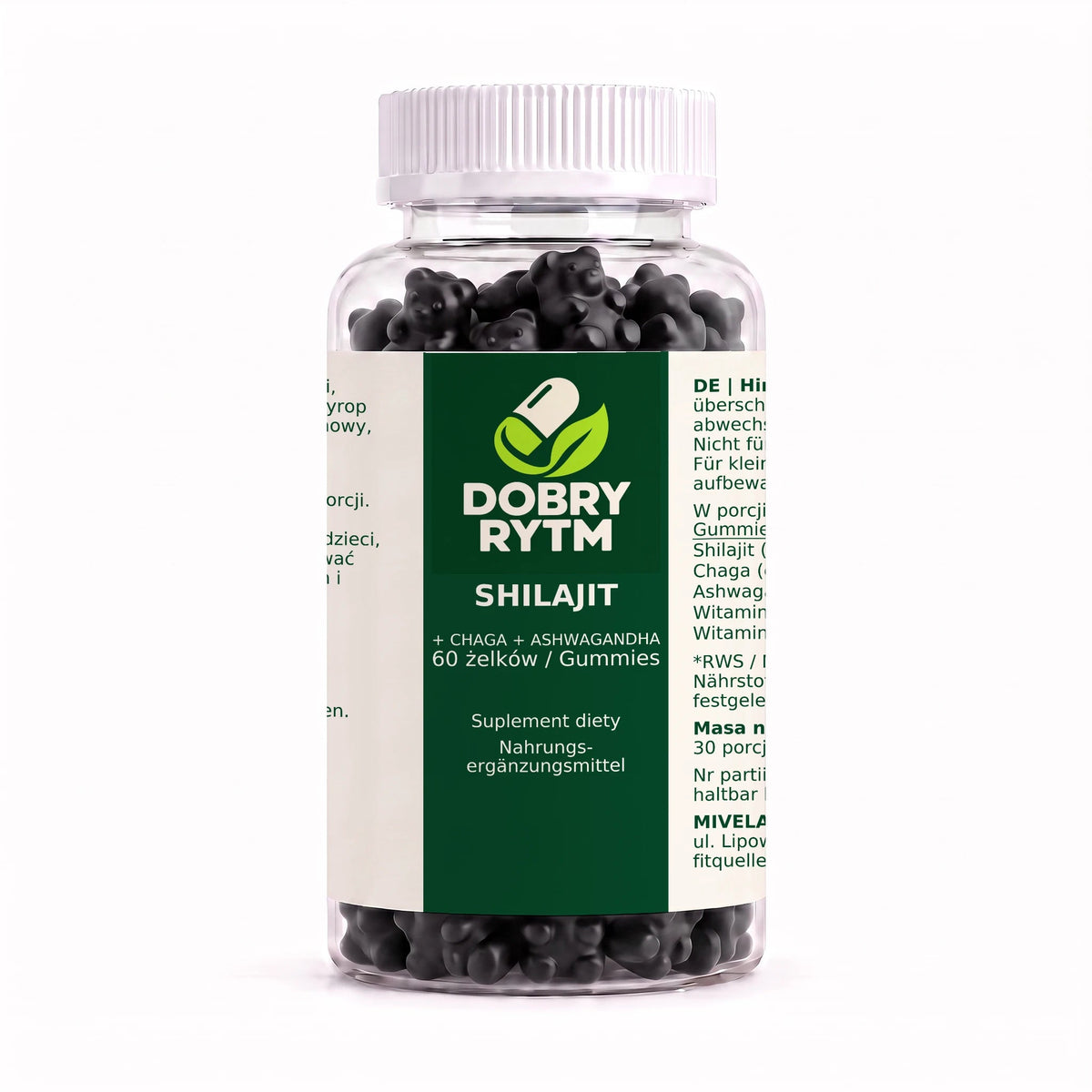 Dobry Rytm Shilajit + Chaga + Ashwagandha z witaminami D2 i B12 - 60 żelków