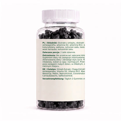 Dobry Rytm Shilajit + Chaga + Ashwagandha z witaminami D2 i B12 - 60 żelków