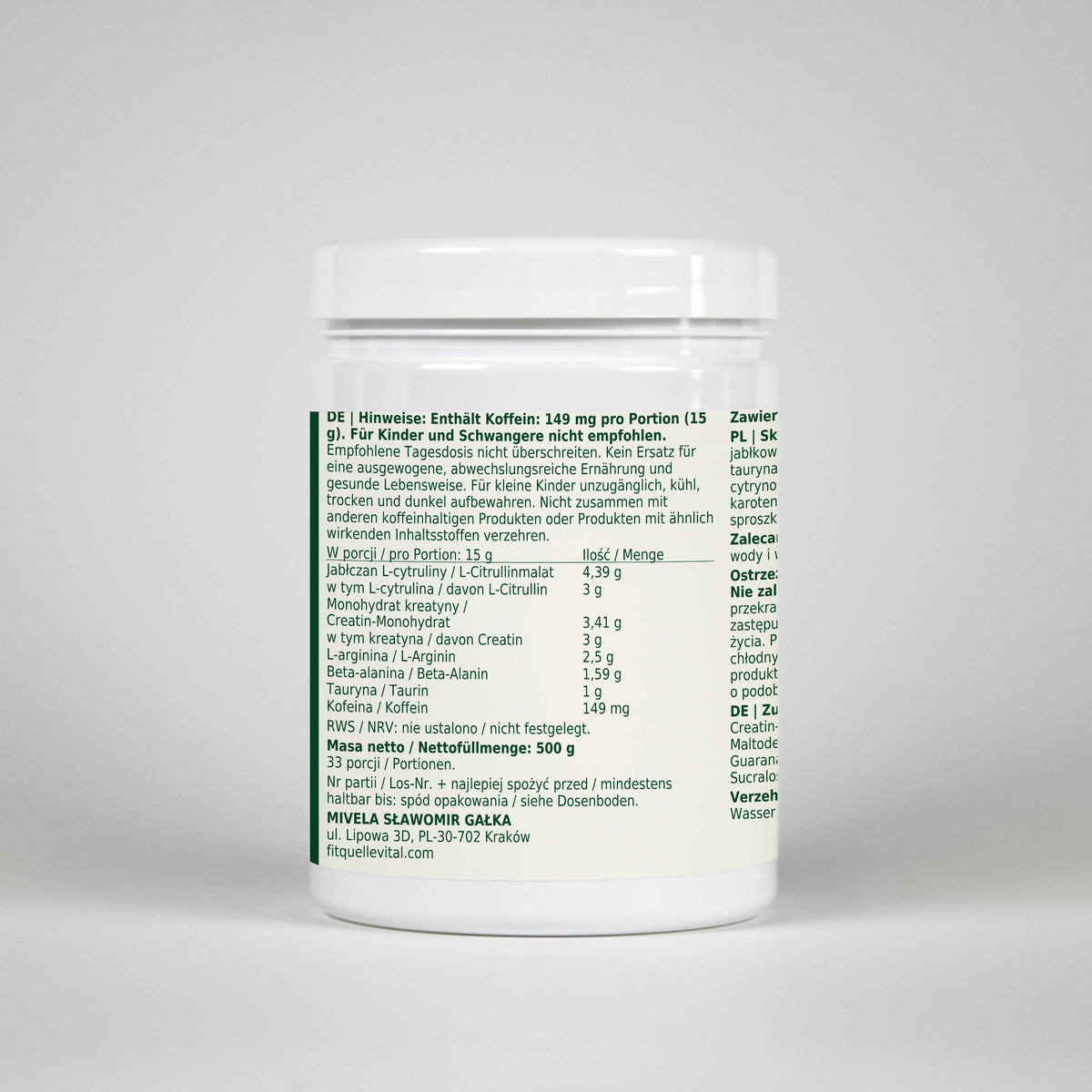 Dobry Rytm Pre-Workout Tropical z kofeiną - 500 g