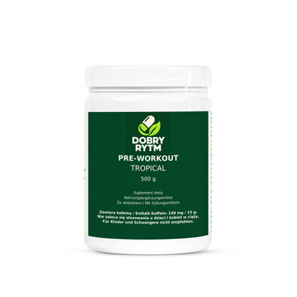 Dobry Rytm Pre-Workout Tropical z kofeiną - 500 g
